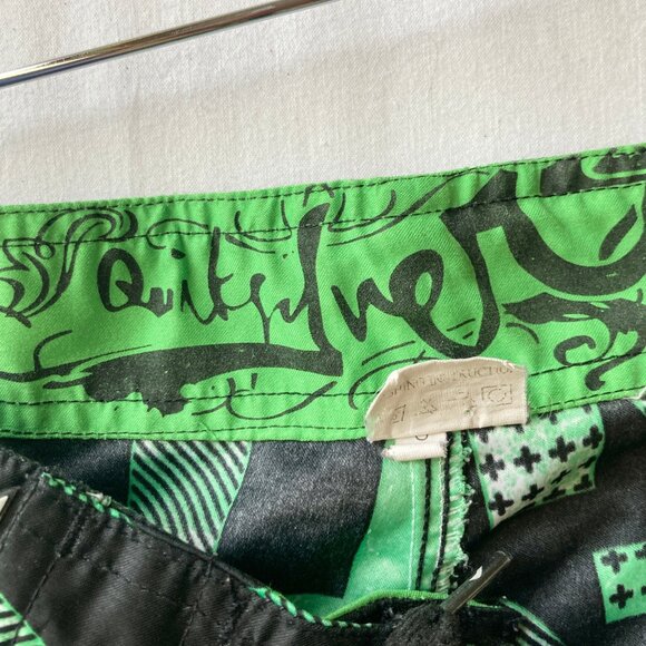 Vtg Quiksilver STORM Swim Trunks Mens Size 32 Green Black Logo Board Shorts - Picture 12 of 14